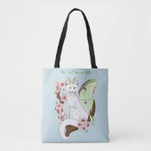 Tote Bag Luna Moth Moth Blanc Chat Vert (Devant)