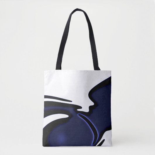 Tote Bag Lune bleue : Bleu Abstrait, Blanc & Noir (Devant)