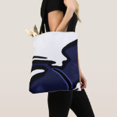 Tote Bag Lune bleue : Bleu Abstrait, Blanc & Noir (De près)