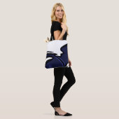 Tote Bag Lune bleue : Bleu Abstrait, Blanc & Noir (Sur le modèle)