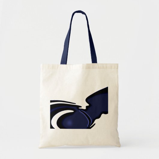 Tote Bag Lune bleue : Bleu Abstrait, Blanc & Noir (Devant)