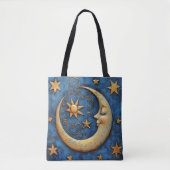 Tote Bag Lune céleste et étoiles (Devant)