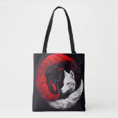 Tote Bag Lune Crimson Loup blanc rouge (Devant)