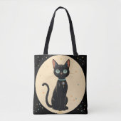 Tote Bag Lune de chat noir atomique futuriste (Devant)