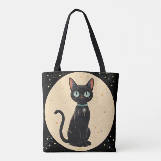 Tote Bag Lune de chat noir atomique futuriste (Dos)