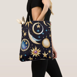 Tote Bag Lune Et Étoiles Céleste