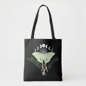 Tote Bag Lune Papillon Éthéré Vert Mystique Céleste (Devant)