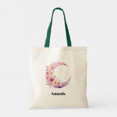 Tote Bag Lune rose Croissant avec de jolies fleurs