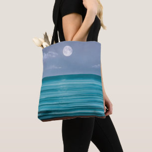 Tote Bag Lune se lève au-dessus de la mer turquoise