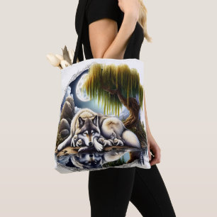 Tote Bag Lune Sérénité Un Loup Slumpteur