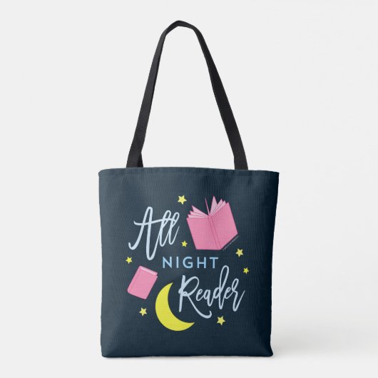 Tote Bag Lune Stars et livres roses Tous Lecteur de Nuit (Dos)