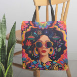 Tote Bag Lunettes de soleil et Sass<br><div class="desc">Faites honneur à votre style unique et célébrez la diversité avec ce design extraordinaire. C'est fait pour des femmes fortes et indépendantes qui aiment s'exprimer. Le design montre une femme confiante dans des couleurs audacieuses et des motifs cool, rocking élégants lunettes de soleil et boucles d'oreille. Fleurs vives et art...</div>