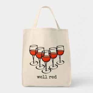 Tote Bag Lunettes de vin de dessin bien Red Winery Humour