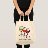 Tote Bag Lunettes de vin de dessin triple menace drôle Winn (Devant (produit))