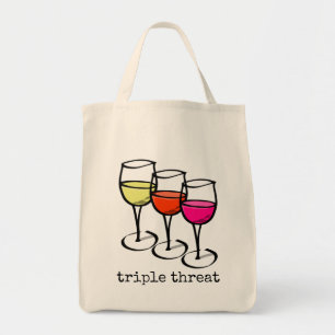 Tote Bag Lunettes de vin de dessin triple menace drôle Winn