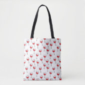 Tote Bag Lunettes de vin rouge Motif sur blanc (Devant)