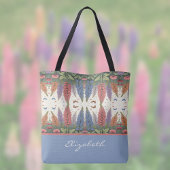Tote Bag Lupine Fleurs sur papillons Monogramme Vintage