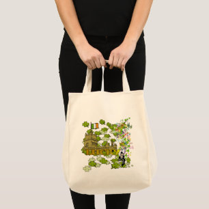 Tote Bag Lutins chanceux et son château irlandais