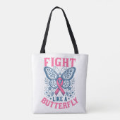 Tote Bag Lutter comme un papillon Sensibilisation au cancer (Dos)