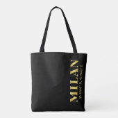 Tote Bag Lux Gold Milan Latitude & Longitude Noir (Dos)