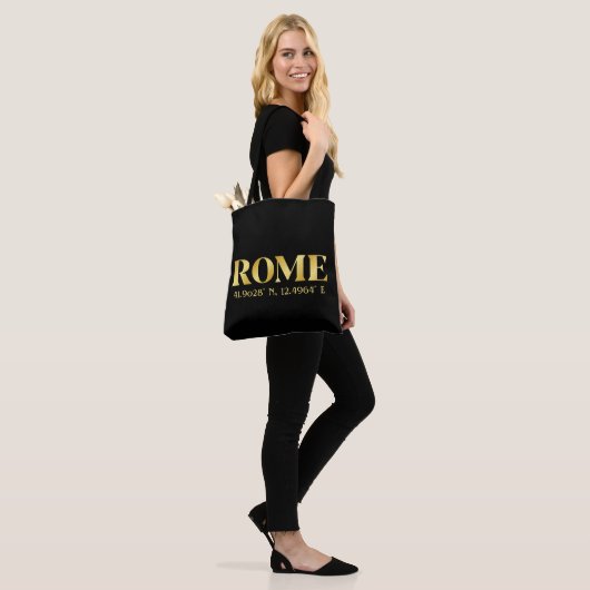 Tote Bag Lux Gold Rome Latitude & Longitude (Sur le modèle)