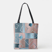 Tote Bag Luxe Abstrait | Blush Rose Gold et Turquoise Géomé (Dos)