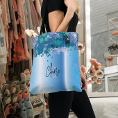 Tote Bag Luxe Chic Artistique Moderne Glam Bleu Métallo