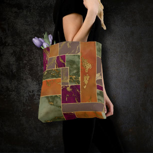 Tote Bag Luxe d'automne Joyau d'or géométrique Marbre de