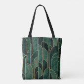 Tote Bag Luxueux Motif Art déco Vert et Or (Dos)