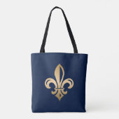 Tote Bag Luxueux or fleur de Lis sur Navy (Dos)
