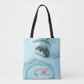 Tote Bag Luxueux Turquoise en marbre doré Extension maquill (Devant)