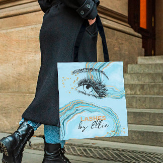 Tote Bag Luxueux Turquoise en marbre doré Extension maquill