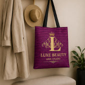 Tote Bag Luxury Crocodile Leather Monogram Gold Initial