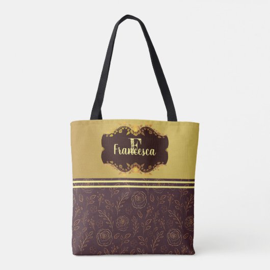 Tote Bag Luxury Gold Foil Flowtery Nom Monogramme (Dos)