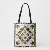 Tote Bag Luxury Greek Ornament Black and White Marble (Devant)