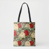 Tote Bag Luxury Leopard & Red Rose Pattern  (Devant)
