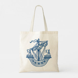 Tote Bag Lymphad (Navire Héraldique) - Bleu Style Indigo