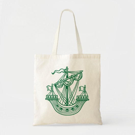 Tote Bag Lymphad (Navire héraldique) - Vert forêt (Devant)