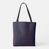 Tote Bag Lynch Clan Tartan Navy Monogramme bleu plaid (Dos)