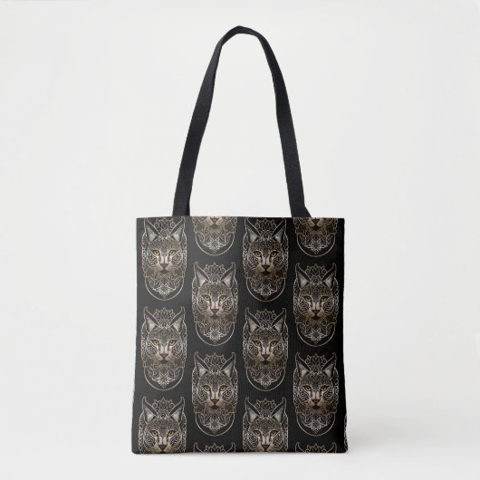Tote Bag Lynx d'or de conception tribale (Devant)