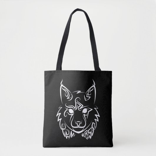 Tote Bag Lynx tribale noire et blanche (Devant)