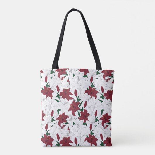Tote Bag Lys de Noël rouges et blancs (Dos)