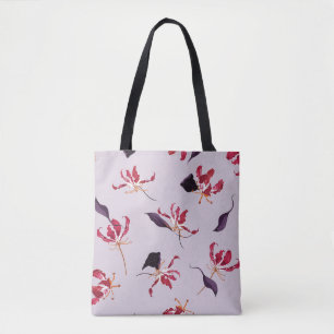Tote Bag Lys flamme florissante : Motif de jardin fleuri.