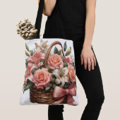 Tote Bag Lys rose dans un panier (De près)