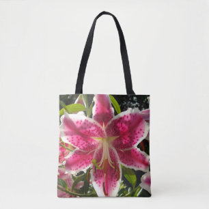 Tote Bag Lys roses fleurs tropicales roses rose