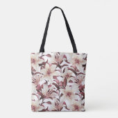 Tote Bag Lys sur blanc. Modèle floral (Dos)