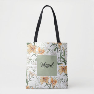 Tote Bag Lys tigres, vert tendre, Fourre-tout