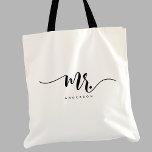 Tote Bag M. Black White, nouveau marié Génome Script Person<br><div class="desc">M. Noir Blanc Nouveau marié Groom Script Sac fourre-tout personnalisé</div>