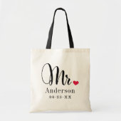 Tote Bag M. Elegant Script Coeur Personnalisé Mariage Monog (Devant)