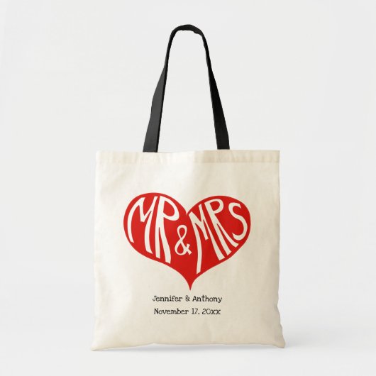 Tote Bag M. et Mme Mariage de la forme de coeur rouge (Devant)